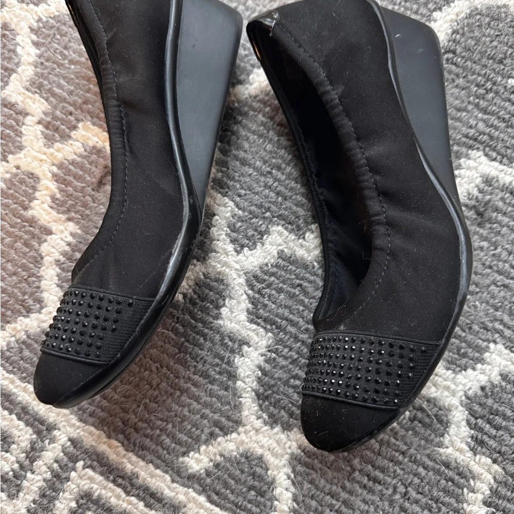Anne Klein Sport Black Heels with Studded Detail - Picture 4 of 7